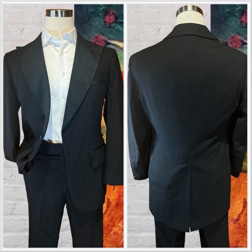 Vintage Palm Beach Mens 43L 38x31 Black Tuxedo Single Button Tux - Picture 2 of 16